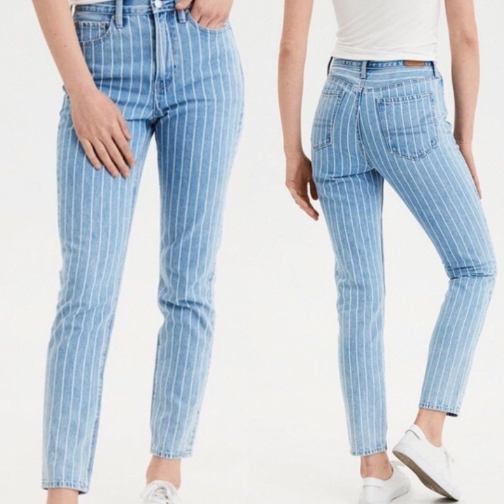American Eagle Striped Mom Jeans